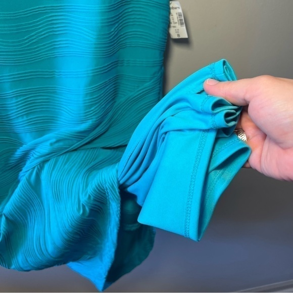 Roz & Ali Womens 8 Sleeveless Wavy Aqua Blue Green Bodycon Stretch Dress - Picture 8 of 15